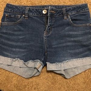 dark denim shorts with cuff